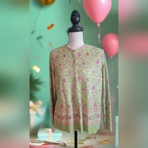 Pleat Pleat By Rafael Cute Floral  Cardigan Sz M